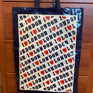 I Heart London  Vinyl Souvenir Double Sided Tote Shopping Bag  Vintage Ulster UK